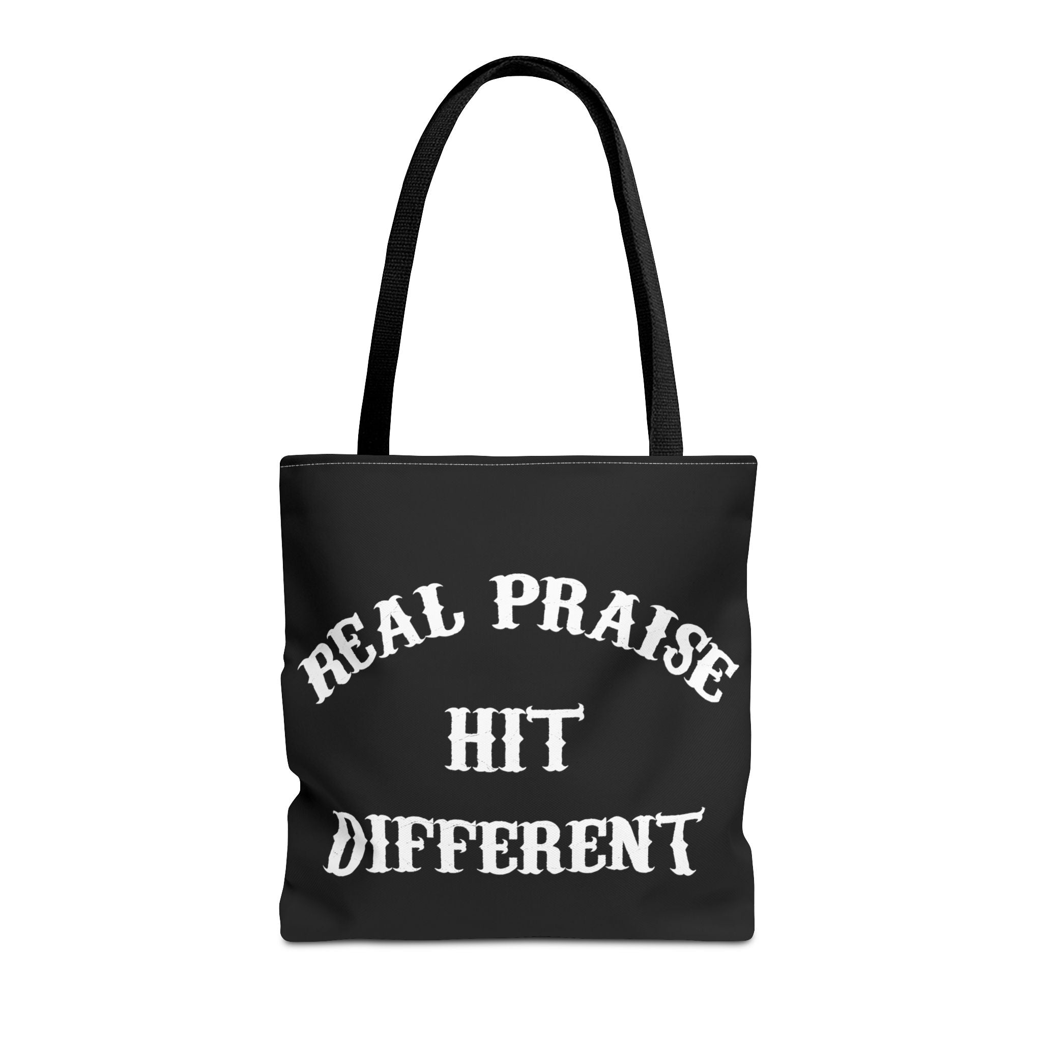 Real Praise Hit Different Tote (black)